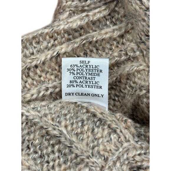 Anthropologie Lapis Cardigan Faux Fur Trim Ruffle Sweater Tan Art Women Size XL - Picture 8 of 8
